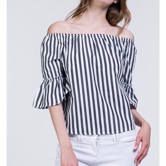 Striped Off Shoulder Bell Sleeve Top ❤️🌸❤️🌸 - Picture 2 of 3